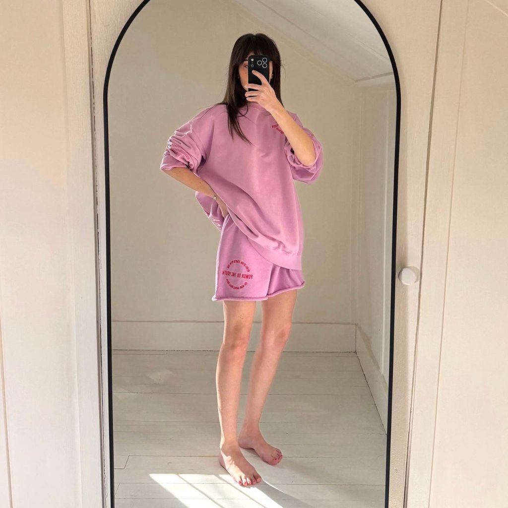 The Mayfair Group Power To The Youth Lilac Crew & Shorts Set Size Os / M/L $196